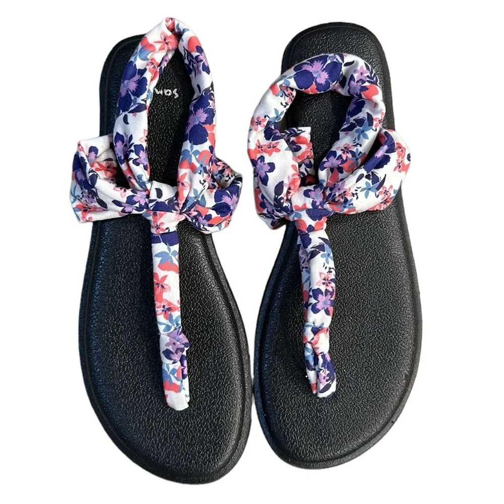 Sanuk Yoga Sling Ella Floral Sandals Flip-Flops Sz 7